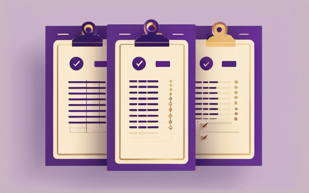 Poster designer screening checklist, a magnifying glass over a print-ready spec card in lavender and gold