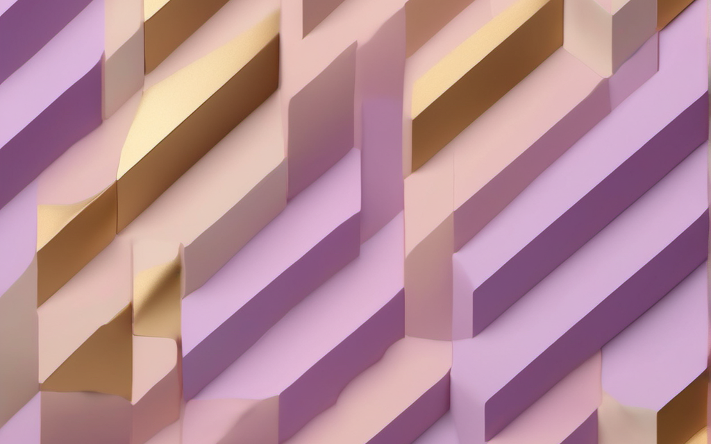 Diagonal color spectrum bar with floating squares, lavender and gold